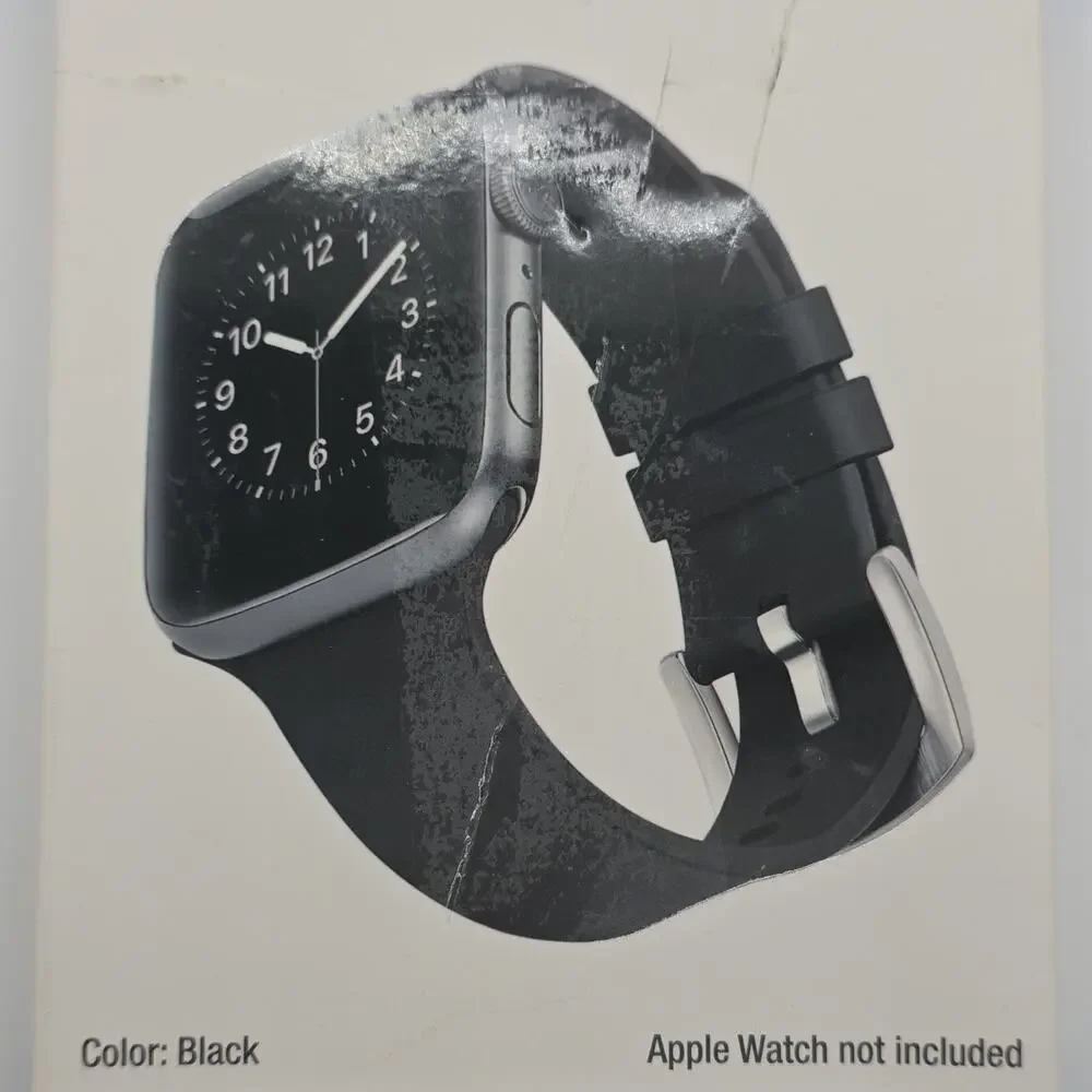 WITHit Black Silicone Replacement Strap Band for Apple Watch Series 42mm & 44mm